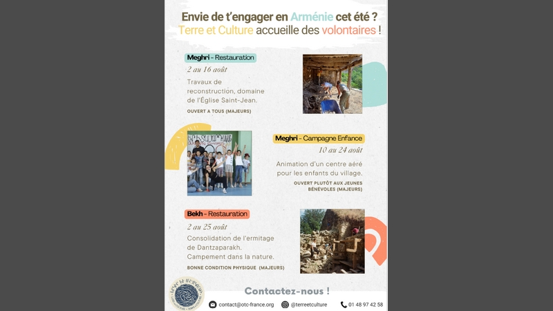 Campagnes de travail volontaire été 2024 en Arménie