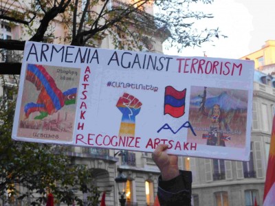 Manifestation devant l'Assemblée nationale pour la reconnaissance d'Artsakh, mardi 13 octobre 2020, Paris