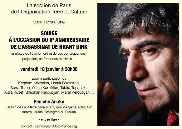 Hommage à Hrant DINK à la Péniche Anako