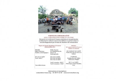 campagnes 2019 de Terre et Culture en Arménie